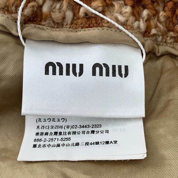 Miu Miu Brown Checkered Rear Slit Wool Blend Skirt Size 44 Made In Italy - Picture 5 of 8